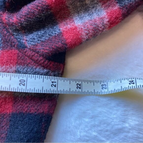 Woolrich Plaid Pea Coat Red Black Gray Size Small - Picture 13 of 13